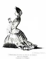 Retrato da Imperatriz Eugénie no dia do seu casamento, 30 de janeiro de 1853 (crayon no papel)